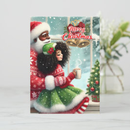 Festividades Afro-americano Sr. Cartão de Natal & Sra. Claus