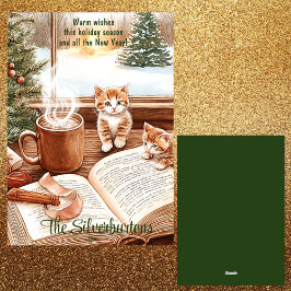 Festividades Água de Gatinho Quente Aquarela Natal Cartão Plano