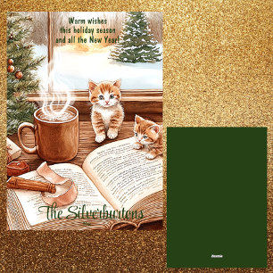 Festividades Água de Gatinho Quente Aquarela Natal Cartão Plano