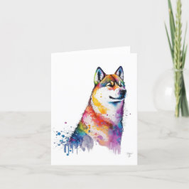 Festividades Akita Dog Watercolor e Cartão de Feriado Dobrado p