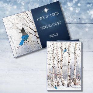 Festividades Álamos de Inverno com Cartão de Natal de Gaio-Azul