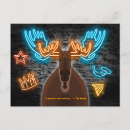 Festividades Alce Neon em um Cartão Postal de Bar