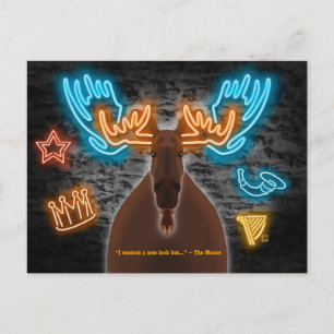 Festividades Alce Neon em um Cartão Postal de Bar