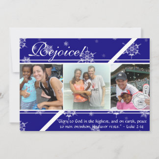 Festividades Alegra-te! cartão com fotos com floco de neve azul