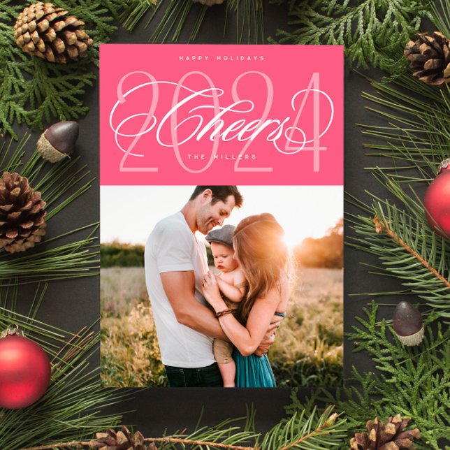 Festividades Alegria rosa para o Cartão com fotos de Natal de 2 (Criador carregado)