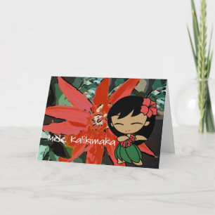 Festividades Aloha cartão de Natal tropical vermelho da flor