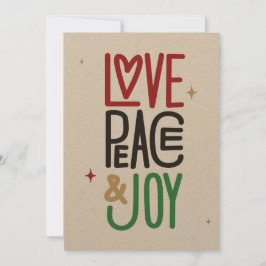 Festividades Amor, Paz e Joy | Cartão de férias Kraft