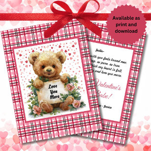 Festividades Amor Você Mais Urso de Pelúcia Cartão de Poema do 