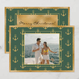 Festividades Âncora de Foto Náutica Cartão de Natal