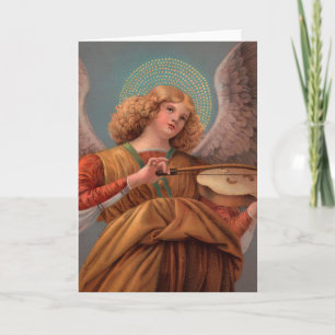 Festividades Angel com um cartão de saudação violino