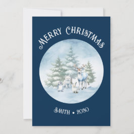 Festividades Animais da Floresta Cartão Azul de Férias Planas d