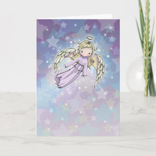 Festividades Anjo de Lavanda nas Estrelas Cartão de Natal