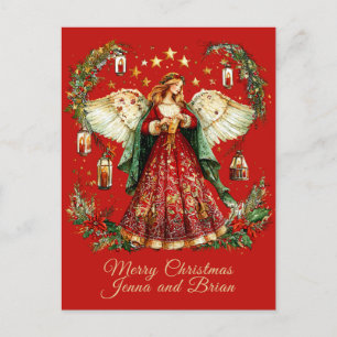 Festividades Anjo de Natal cartão postal de Natal personalizado