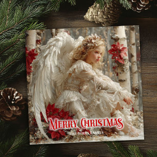 Festividades Anjo de Natal vitoriano cartão de feriado editável