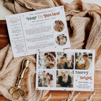 Festividades Ano de Foto em Revisão do Cartão de Férias Boho de