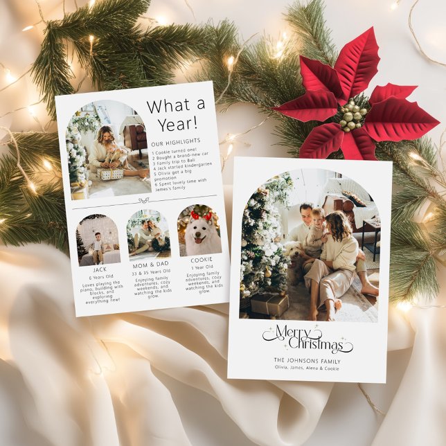 Festividades Ano em Revisão do Cartão de Férias de Natal Que An (Year in Review Christmas Holiday Card What a Year,)