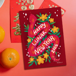 Festividades Ano Vermelho do Cartão de Ano Novo Lunar Cobra