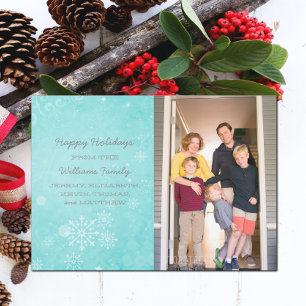 Festividades Aqua Snowflake irls Swirls - Cartão plano de Natal