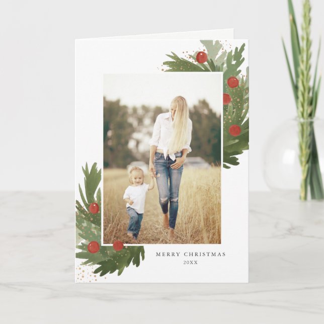 Festividades Aquarela Festiva - Cartão de Saudação Fotográfica  (Frente)