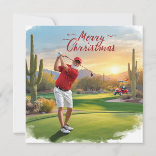 Festividades Arizona  Golfista de Santa no Cartão de Férias do 