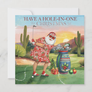 Festividades Arizona Golfista do Papai Noel no Cartão de Féria