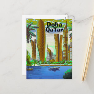 Festividades Arte de cartão postal de viagem de Doha, horizonte