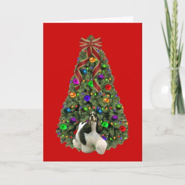 Festividades Árvore 2 do cartão de Natal de cocker spaniel (Frente)