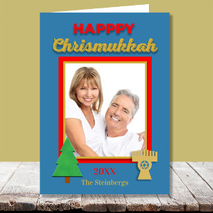 Festividades Árvore de fotos de Chrismukkah e cartão de cumprim