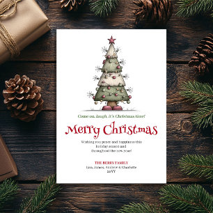 Festividades Árvore de Natal Caprichosa Cartão de Aquarela