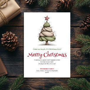 Festividades Árvore de Natal Caprichosa e Alegre Cartão Minimal