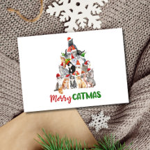 Árvore de Natal do Gato Cartão de Natal para Amant