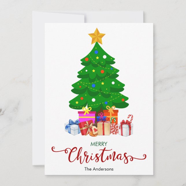 Festividades Árvore de Natal e Presentes Cartão de Natal (Frente)