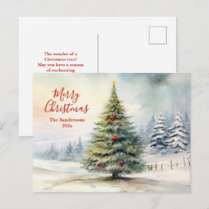 Festividades Árvore de Pinheiro Perene Vintage Cartão Postal de