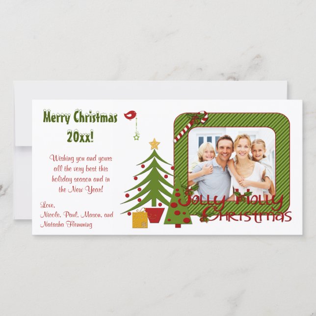 Festividades Árvores de Natal Whimsy, Pássaro, Cartão com fotos (Frente)