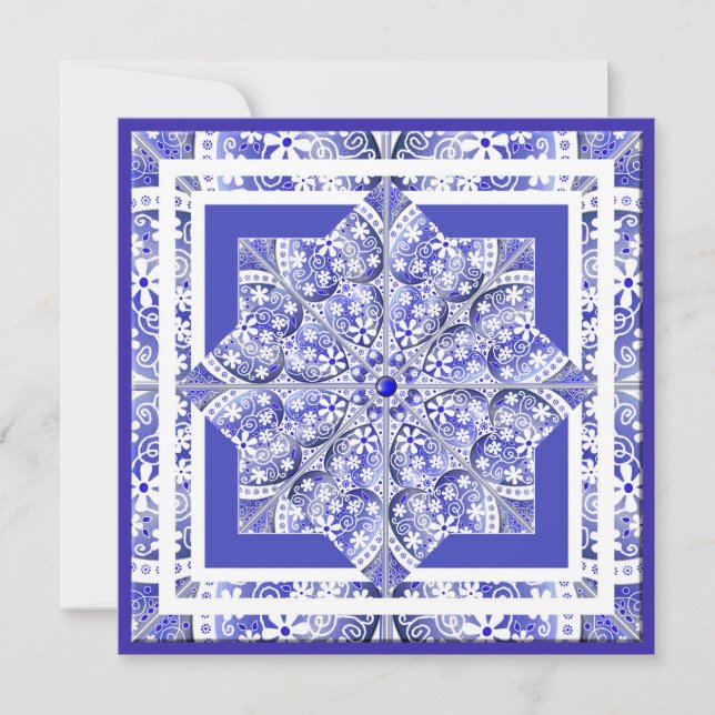 Festividades Azul de rendas cerâmico do cartão de vazio de Gréc (Frente)