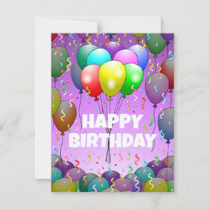 Festividades Balões e Cartão de Aniversário de Confetti