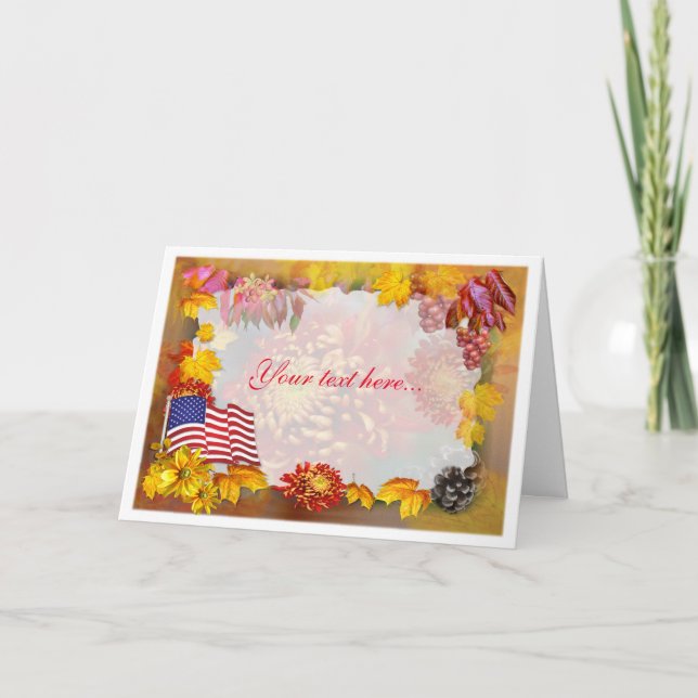 Festividades Bandeira e flores ~ Cartão de Ação de Graças (Frente)