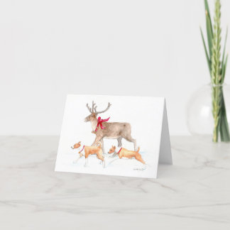 Festividades Basenji & Reindeer Tocar Cartão de Natal