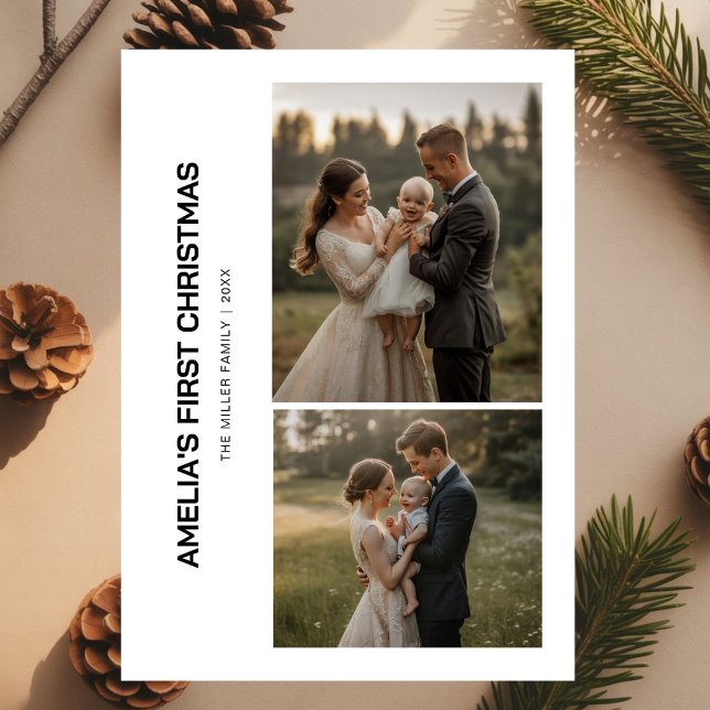 Festividades Bebê - Primeiro Cartão da Família de Natal (Criador carregado)