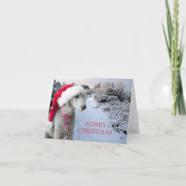 Festividades Bedlington terrier cartão de Natal