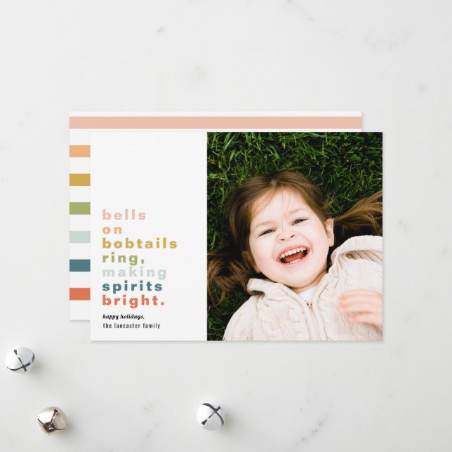 Festividades Bells no Cartão com fotos de Bobtails Holiday (Frente/Verso In Situ)