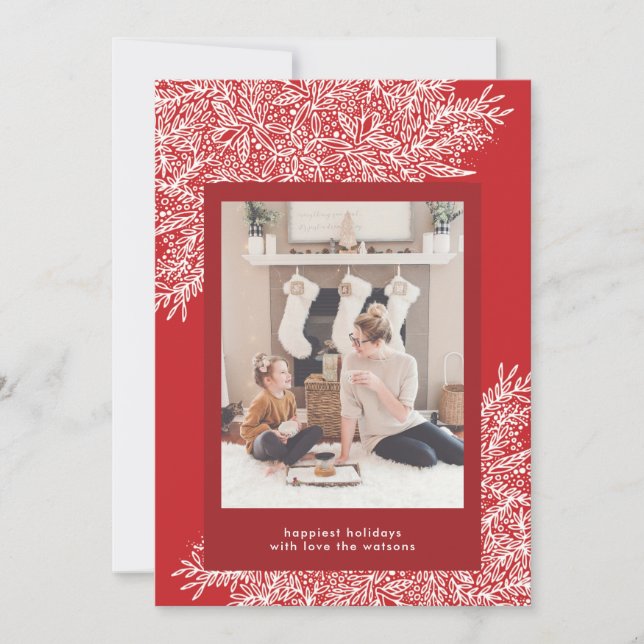 Festividades Belo Cartão com fotos de Natal desenhado (Frente)