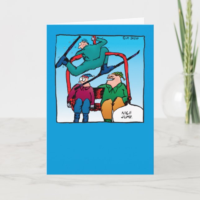 Festividades Belo Salto! Cartão de Natal de Skiers (Frente)