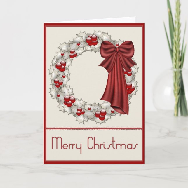 Festividades Belo Wreath Feliz Cartão de Saudação de Natal (Frente)