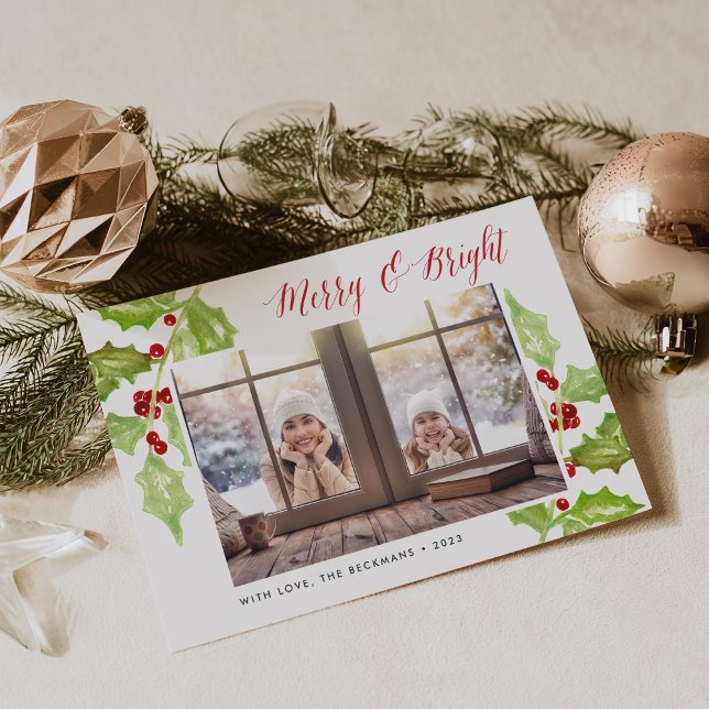 Festividades Berry & Bright | Cartão com fotos de férias (Criador carregado)