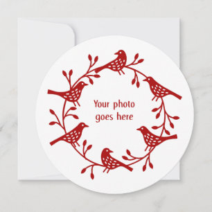 Festividades Bird Wreath Modern Scandi Foto Cartão de Natal