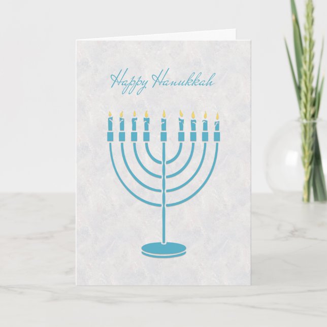 Festividades Blue Menorah, Happy Hanukkah, Cartão de Saudação (Frente)