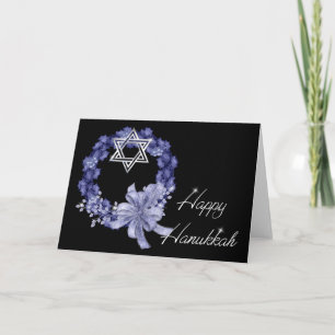 Festividades Blue Wreath Happy Hanukkah - Cartão de Saudação