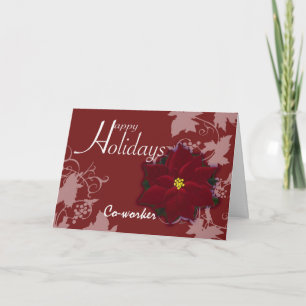 Festividades Boas Férias Felizes Cartão de Trabalho Poinsettia
