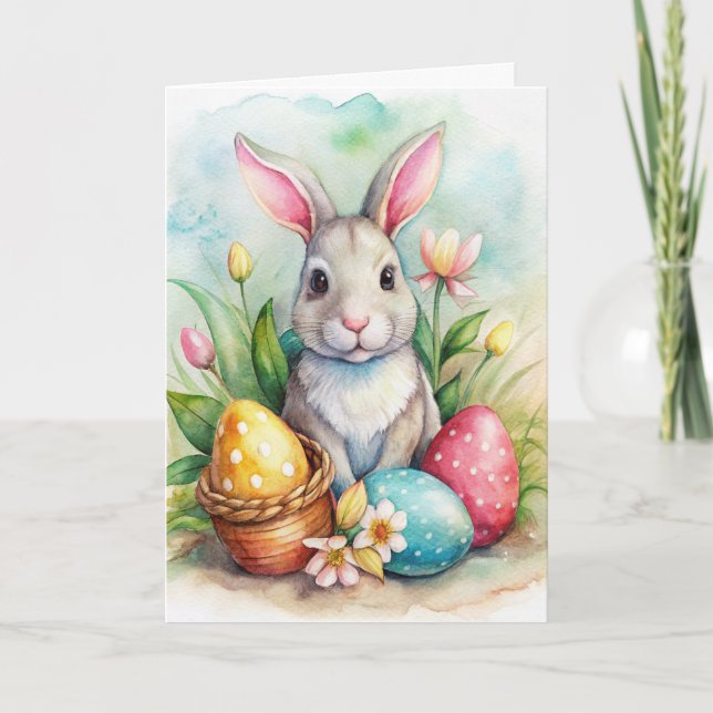 Festividades Bolinho de Páscoa e ovos pintados Cartão de Férias (Frente)